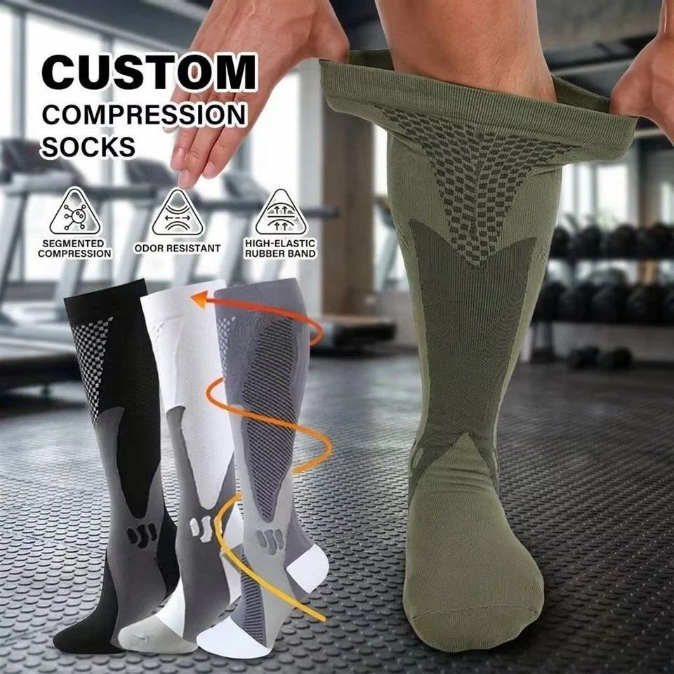 Kaus Kaki Atletik Lulus Tersegmentasi OEM Kompresi